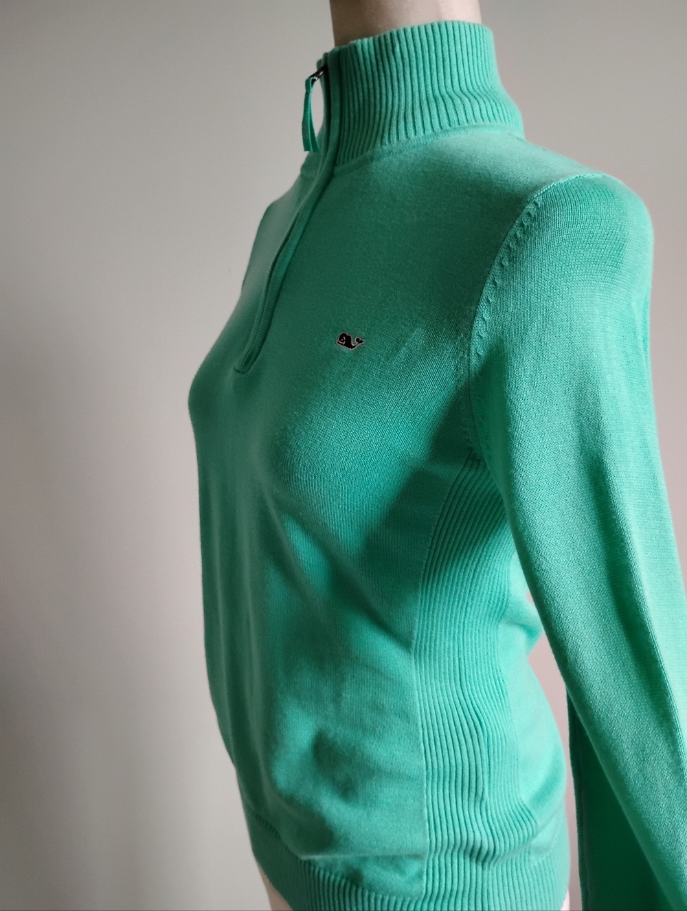 Vineyard Vines Cotton 1/4 Zip Sweater Turquoise Seafood Preppy Coastal Size Sm - Picture 7 of 11
